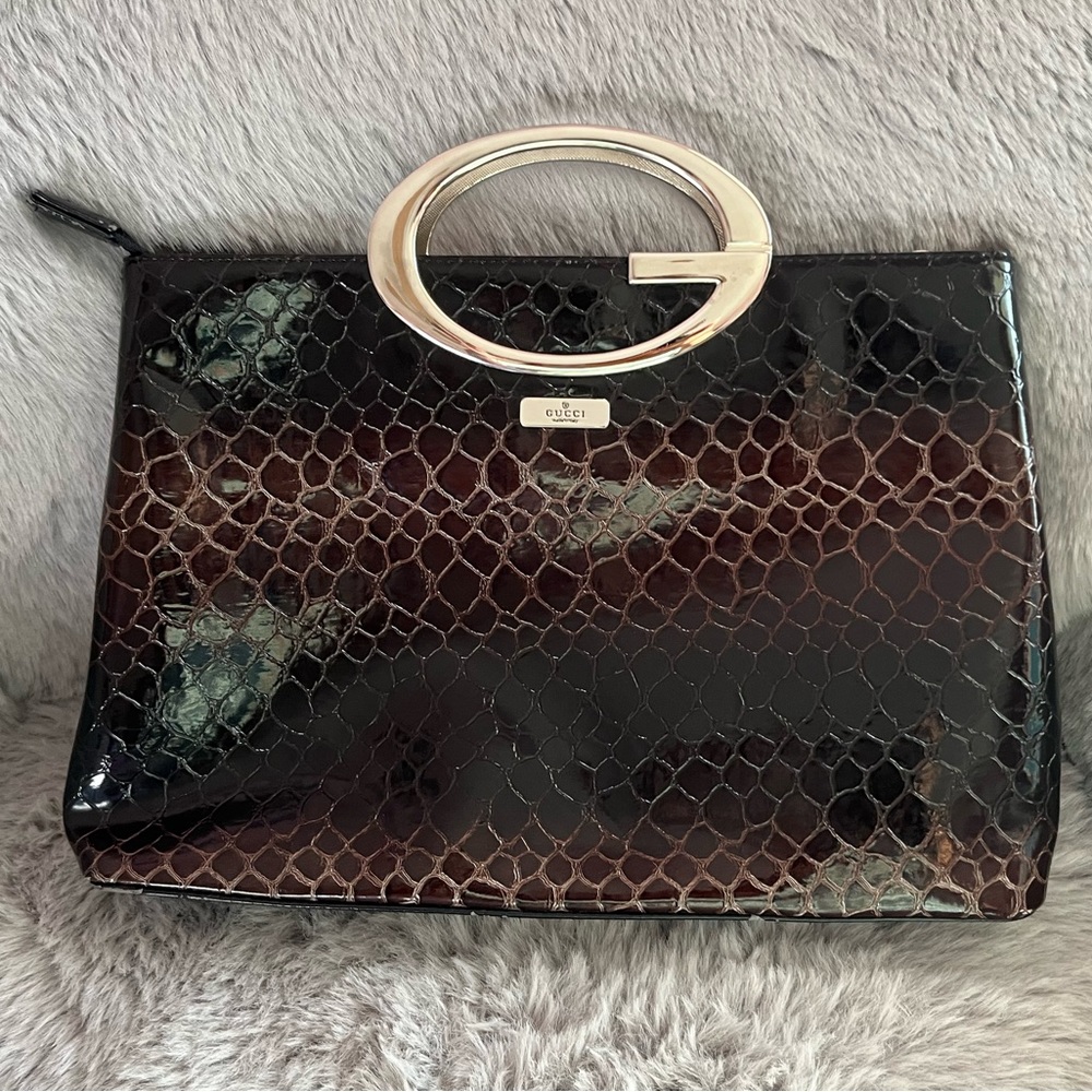 Vintage Brown Gucci Handbag - Alligator Print